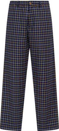 Marni check-pattern straight-leg trousers - men - Cotton/Virgin Wool - 48 - Blue