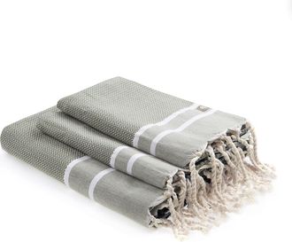 Febronie Futa set de ba&ntilde;o (1+2) algod&oacute;n verde aceituna 100x200+2(50x80)