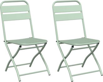 vidaXL Silla Plegable Para Jard&iacute;n 2 Pcs Verde 55 X 56.5 X 91cm Acero Vidaxl