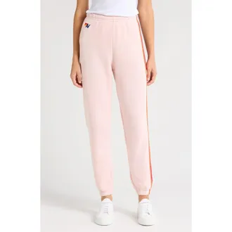 Aviator Nation Stripe Sweatpants in Light Pink/Purple Orange at Nordstrom, Size X-Large
