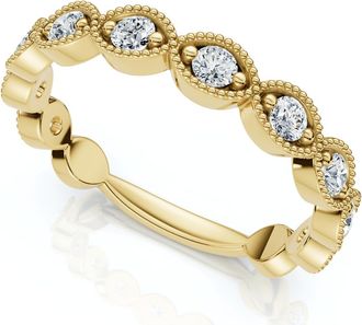 Pompeii3 3/8ct Vintage Diamond Stackable Wedding Ring Womens Stackable Band 14k Gold