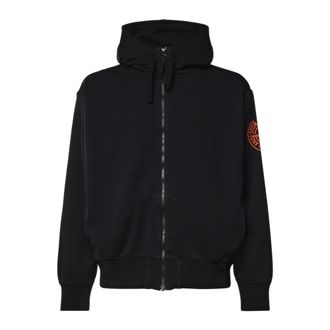 Stone Island Hoodies & sweatvesten, Heren, Zwart, 2Xl, Katoen, Vertical Placement Zip-through Sweatshirt