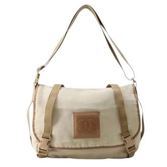 Chanel Pre-owned Cross Body Bags, female, Beige, Size: ONE SIZE Pre-owned Vintage Canvas Shoulder Bag
