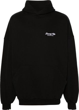 Balenciaga Beverly Hills embroidered hoodie - unisex - Cotton - 2 - Black