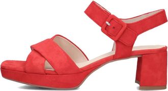 Gabor Rode Sandalen met Hak - Dames - Sandalen met hakken - Rood - 36 EU - Su&egrave;de - Schoenen