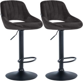 Clp Juego De 2 Taburetes De Bar Milet De Terciopelo Negro Metal Negro Mate