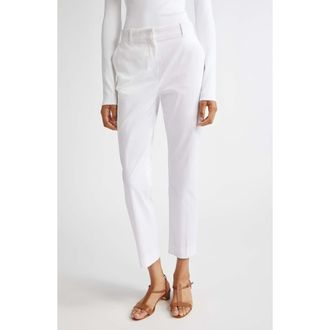 Max Mara David Stretch Cotton Ankle Pants in White at Nordstrom, Size 6