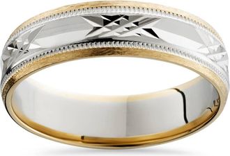 Pompeii3 Mens Two Tone 6mm Wedding Band 14K Gold Size Selectable