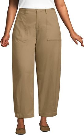 Lands End Plus Size Chino High Rise Barrel Leg Utility Ankle Pants in Desert Tan at Nordstrom, Size 22W