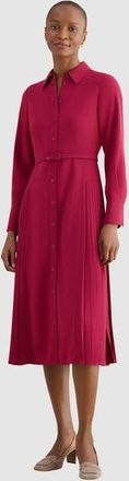 Hobbs London Ginny Belted Pleated Midi Shirt Dress in Beetroot Pink at Nordstrom, Size 14