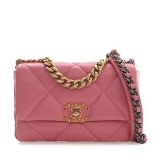Chanel Pre-owned Small 19 Flap Bag - Dames - Pre-owned - Roze - Maat: ONE Size Leer