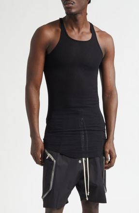 Rick Owens Basic Longline Cotton Rib Tank in Black at Nordstrom, Size Xx-Large