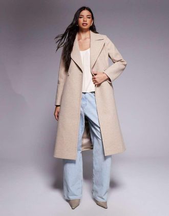 Forever New Cappotto elegante avvolgente color avena tenue-Neutro