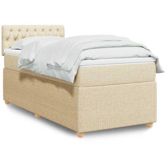 vidaXL Cama Box Spring Con Colch&oacute;n Tela Color Crema 100x200 Cm Vidaxl