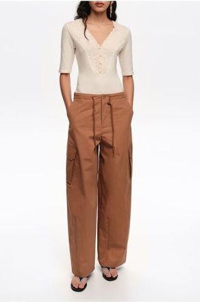 Bimba & Lola Cotton Cargo Trousers in Light Brown at Nordstrom, Size 36 Eu