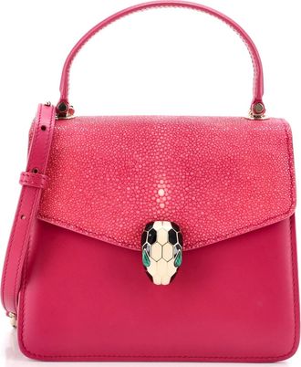 Bulgari Serpenti Forever Top Handle Bag Leather and Stingray Small