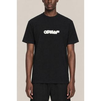 Off-white Mens Black Cotton Spray Print Shirt, Size XS