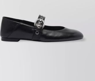 Stuart Weitzman round toe leather ballerina shoes with eyelet detailing