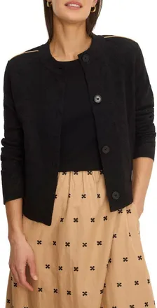 Nic+Zoe Piped Knit Statement Jacket in Black Onyx at Nordstrom, Size Xx-Large