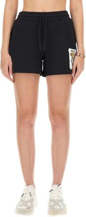 Moschino Black Cotton Graphic Shorts