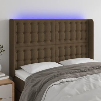 vidaXL Cabecero Con Led De Tela Marr&oacute;n Oscuro 147x16x118/128 Cm Vidaxl