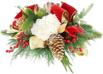 Creative Displays Inc. Handmade Christmas Candleholder With Hydrangeas & Velvet Bows