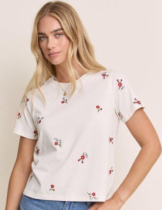 Nobody's Child White Floral Embroidered T-Shirt