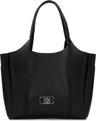 Kazar Tassen, Dames, Zwart, ONE Size, Leer, Grote zwarte handtas met zilveren hardware