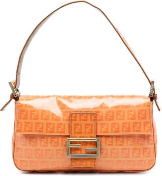 Fendi Borsa a spalla Crystal Baguette con motivo Zucchino XX secolo - Arancione