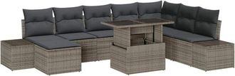 vidaXL Garden Sofa Set with Storage 9 pcs Grey Poly rattan vidaXL