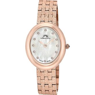 Porsamo Bleu Womens Porsamo Bleu Angelica Oval MOP Dial Stainless Steel Watch in Rose Gold/White at Nordstrom Rack