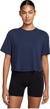Nike One Relaxed Dri-FIT Cropped Short-Sleeve Top Womens Workout Midnight Navy : 2XL (US 20-22), Cotton/Elastane/Polyester