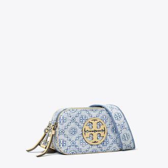 Tory Burch Womens T Monogram Denim Mini Miller Crossbody Bag, One Size