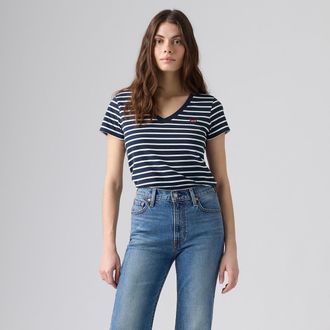 Levi's Gestreepte T-shirt met V-hals en korte mouwen