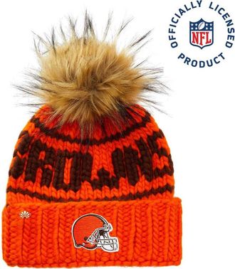 Lele Sadoughi Orange Browns Nfl Beanie With Faux Fur Pom Pom in Orange 800 at Nordstrom