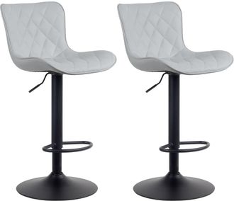 Clp Set de 2 Taburetes de bar regulable en Simil cuero Gris