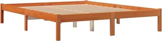 vidaXL Cama Sin Colch&oacute;n Madera Maciza Pino Marr&oacute;n Cera 150x200 Cm Vidaxl