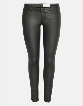 Noisy May Womens Coated Solid Patterned Five Pocket Pants - Black - Size: XL l32