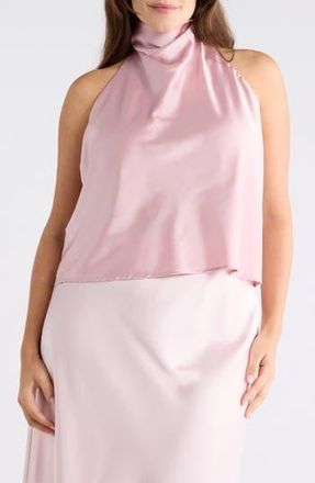 Renee C Satin Halter Top in Baby Pink at Nordstrom Rack, Size 3X
