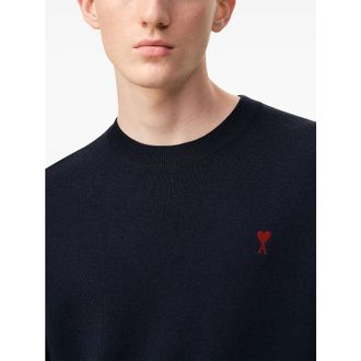 Ami Merino Wool Crew Neck Sweater - Navy