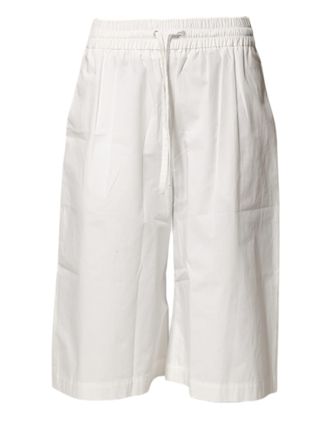 Msgm Cotton High Waist Wide Leg Straight Bermuda Womens Shorts (Pre-Owned)