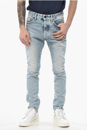 Palm Angels Light-Wash Denim Skinny-Fit Jeans CURVED LOGO 15cm size 28