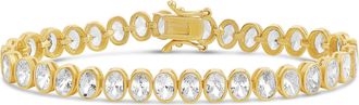 SHYMI Bezel-Set Oval Tennis Statement Bracelet -.925 Sterling Silver, 14K Gold-Plated, Rhodium Plated, Cubic Zirconia, Size 7, Day to Night