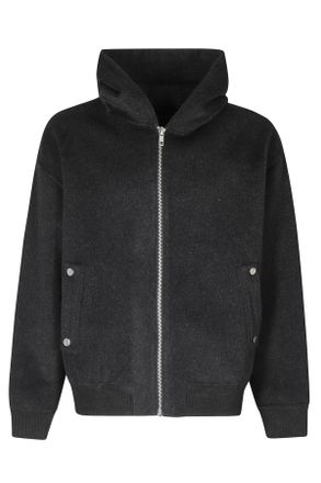Department Five Anthracite Hooded Ribbed Trim Wool Jacket