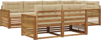 vidaXL Conjunto De Sof&aacute;s De Exterior 7 Uds. Natural Y Beige Vidaxl