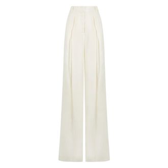 Alberta Ferretti Wide High-Waisted Trousers - female - Alberta Ferretti - Wide Trousers - Beige - L - Trousers