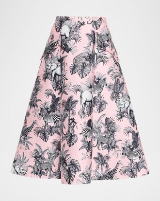 Maison Common African Adventure Pocket A-Line Midi Skirt