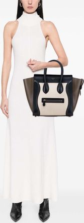 Celine Womens Pre-owned Mini Tricolor Calfskin Luggage Tote - Ivory Leather - One Size