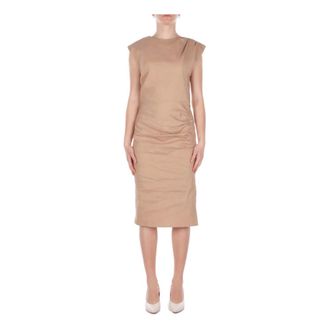 Pinko Midi Dresses, female, Beige, Size: 2XL Longuette Dress