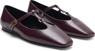 Mango T-Strap Flat in Burgundy at Nordstrom, Size 7.5Us